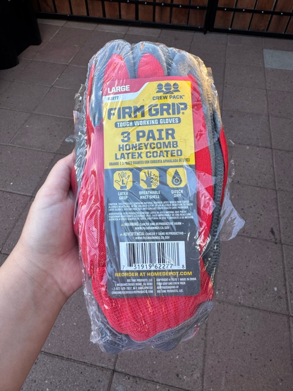 Red Honeycomb Latex Coated Work Gloves - 3 Pair
